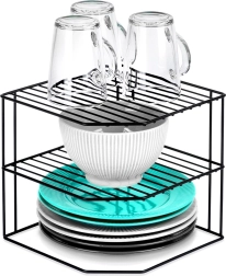 Kööginurga metallriiul must, kolmekihiline