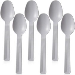 Plastikust söögilusikad hallid SANDY, 6 tk