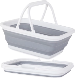 Kokkupandav silikoonist ostukorv sangadega 9 l