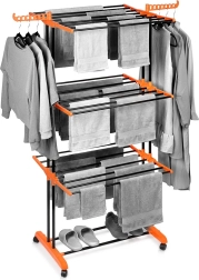 Metallist vertikaalne ratastel pesukuivatusrest XXL 73 × 170 cm