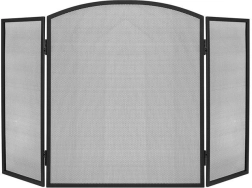 Kolmeks volditav sädemekaitse kaminale, must, 118 × 76 cm