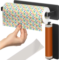 Paberrätikute hoidik RUHHY, 25 cm, metallist must seinariiul ilma puurimiseta