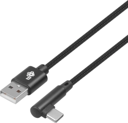 USB–USB‑C kaabel 1,5 m, parema nurgaga, must punutis