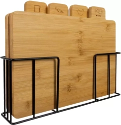 Bambusest lõikelaudade komplekt koos hoidikuga 4 tk RUHHY