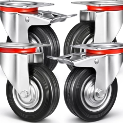 Komplekt 4 pöörlevat transpordirulli 125 mm RENEW FORCE (2× piduriga)
