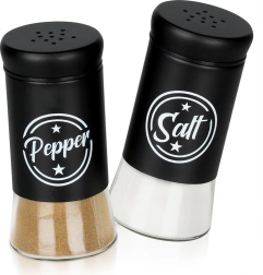 Klaasist soola- ja pipratoos, must viimistlus, 2 tk