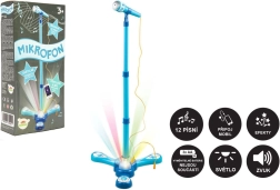 Kids' karaoke microphone with stand, lights and sound – Blue