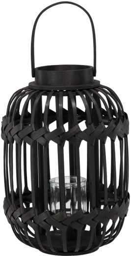 Must latern turvalise klaasist sisuga, kõrgus 38/51 cm