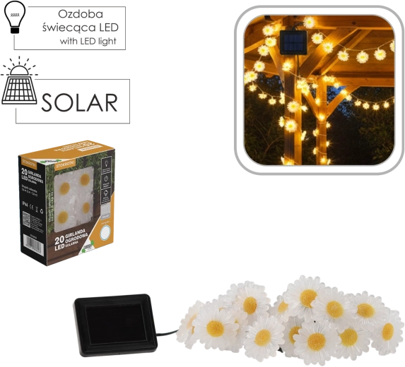Päikesetoitel aiagirland karikakratega 20 LED, soe valge, 2 + 3,8 m