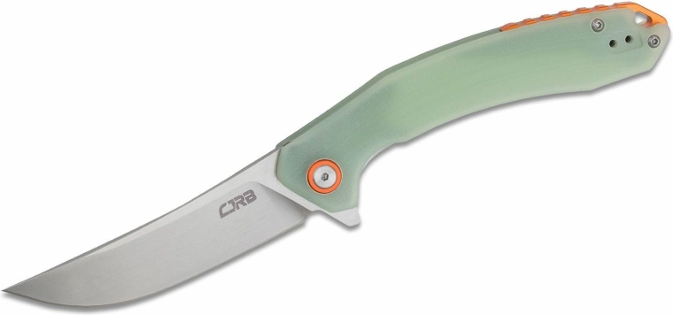 CJRB Gobi tasku-suletav nuga 8,9 cm, stonewash, läbipaistev roheline G10 (CNC tekstuur)