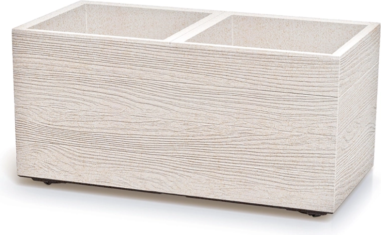 Plastist lillekast Madera Case Eco Wood 77 cm – valge