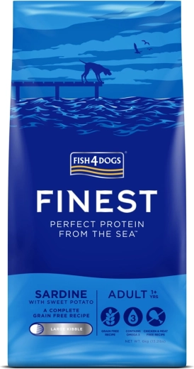 Graanulid suurtele täiskasvanud koertele FISH4DOGS sardiiniga ja bataadiga 6 kg
