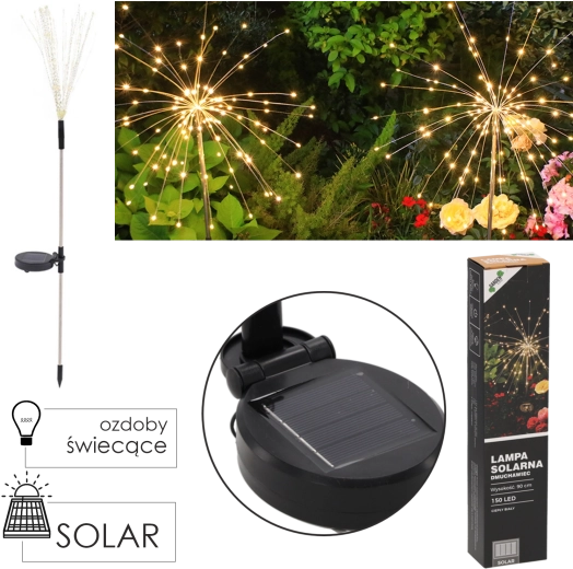 Päikesetoitel aiavalgusti võilill 90 cm, 150 LED soe valge