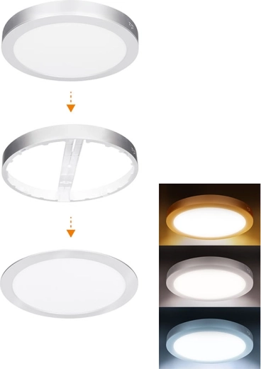 Solight LED-minipaneel vannituppa 2 ühes, 3CCT, 24 W, 2040 lm, ümmargune – Hõbedane