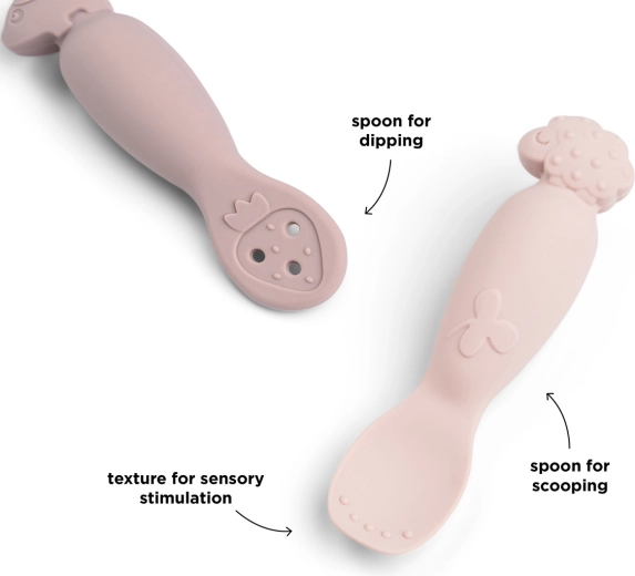 Done by Deer Tiny farm learning spoon set – Pink
