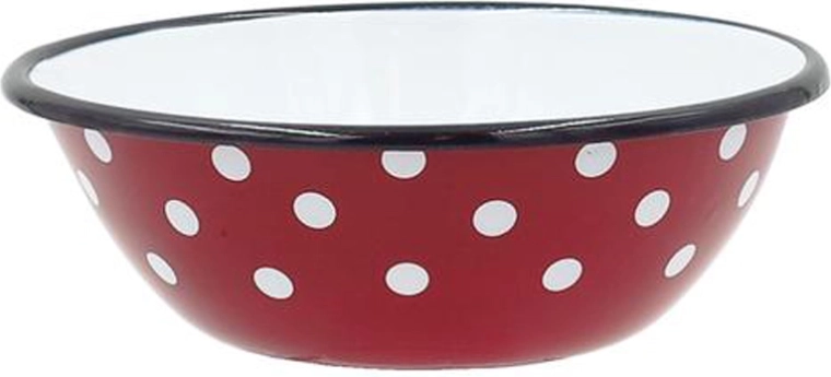 Täpiline emailkauss 16 cm, punane