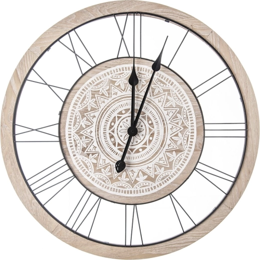 Beige mandala wall clock 60 cm