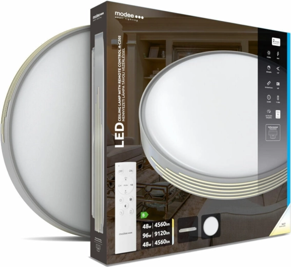 Lakke paigaldatav LED-laevalgusti Modee Smart Lighting A‑C205, 2×48 W, hämardatav, kaugjuhtimispuldiga