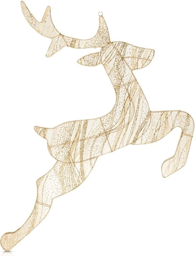 Golden hanging illuminated reindeer with 540 LEDs, 79 × 73 cm
