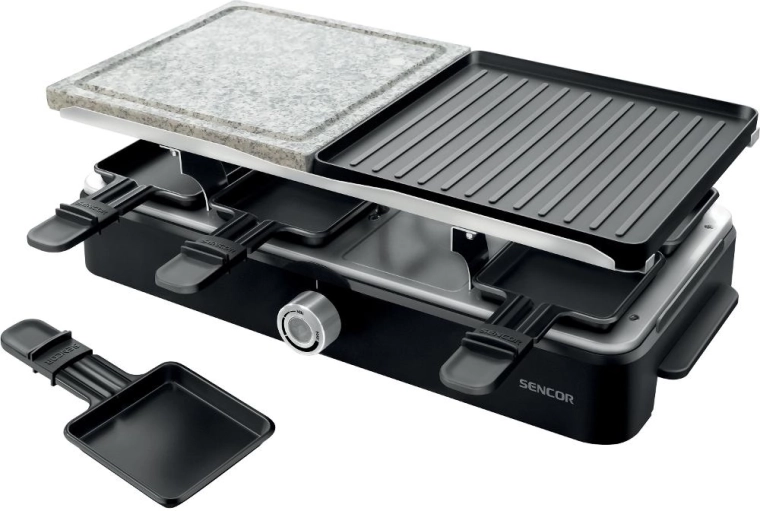 Sencori raclette-grill kivi- ja ribilise grillpinnaga