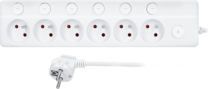 Solight pikendusjuhe individuaalsete lülititega, 6 pistikupesa, 3 m, valge