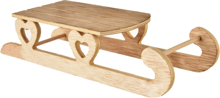 Puidust dekoratiivsed kelgud beežid 25 × 9 × 6 cm