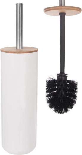 Bamboo toilet brush with stand WHITNEY, white, 37 cm