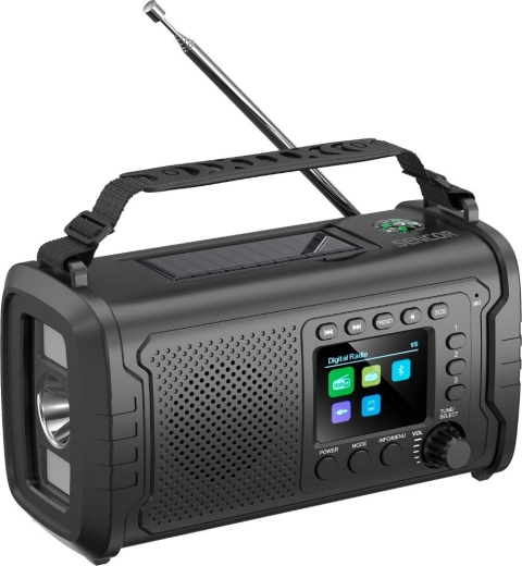 Sencori hädaabiraadio DAB+, päikeselaadimise ja akupangaga