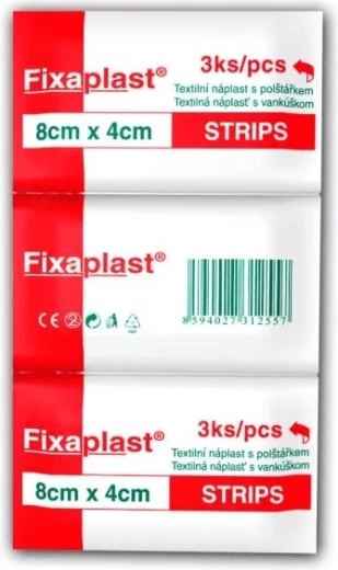 Fixaplast Strip tekstiilplaaster 8 × 4 cm, 3 tk