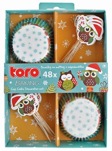 Paberist muffinivormid koos TORO tikkudega – jõuluöökullid, 24 tk