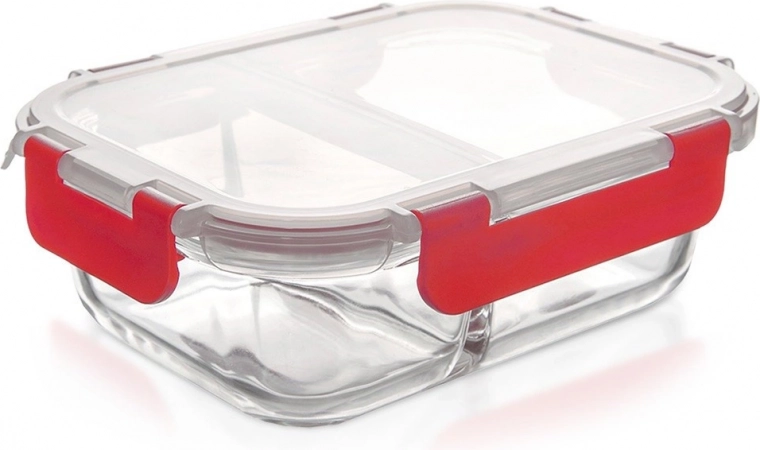 Glass divided food container with lid and seal 950 ml