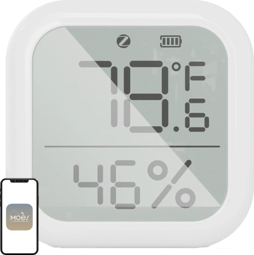 Moes ZigBee temperatuuri- ja niiskusandur LCD-ekraaniga