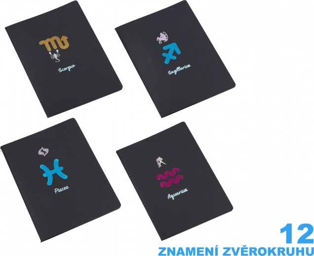 Zodiac märkmik 18,5x25,5 cm 26 musta joonelise lehega