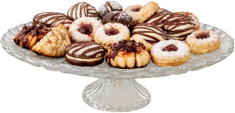 Round glass cake stand on a pedestal 32 cm