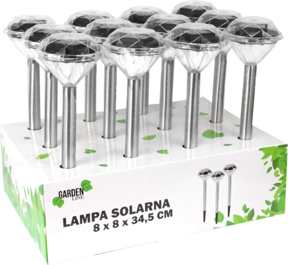 Päikeseenergial töötav aialamp Diamond 8 × 8 × 34,5 cm