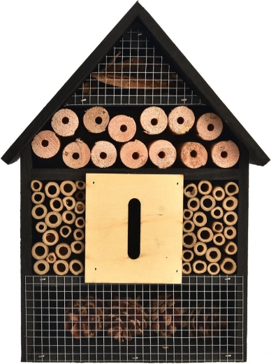 Looduslikust puidust putukahotell, must, 22 × 9 × 30 cm