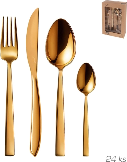 Roostevabast terasest söögiriistade komplekt Gold 24 tk