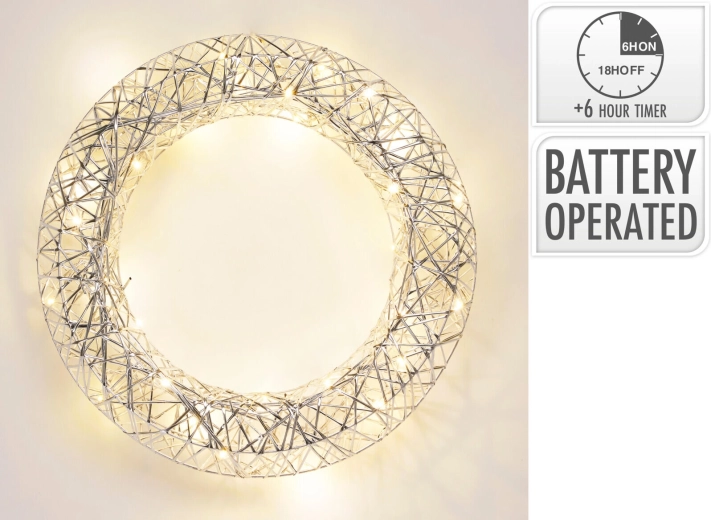 Hõbedane metallist LED-pärg taimeriga, 40 cm