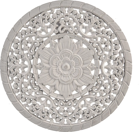 Mandala puidust seinakaunistus valge 35 cm