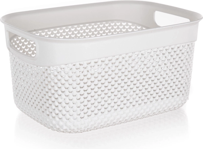 Plastist hoiukorv rotangiefektiga, valge, 23 × 17 × 12 cm, 3,3 l