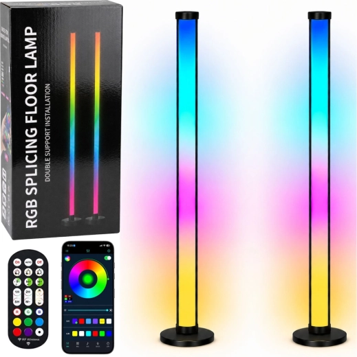 Nutikad RGB LED-põrandalambid rakenduse ja puldiga, 125 cm, 2 tk