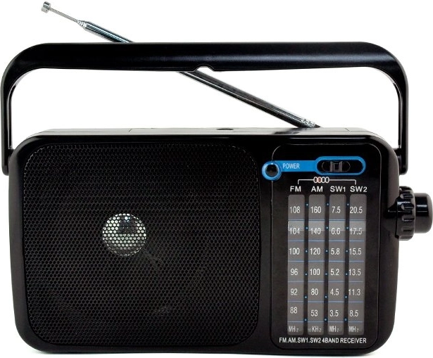 Kaasaskantav AM/FM raadio võrgu- ja patareitoitega ning AUX-iga