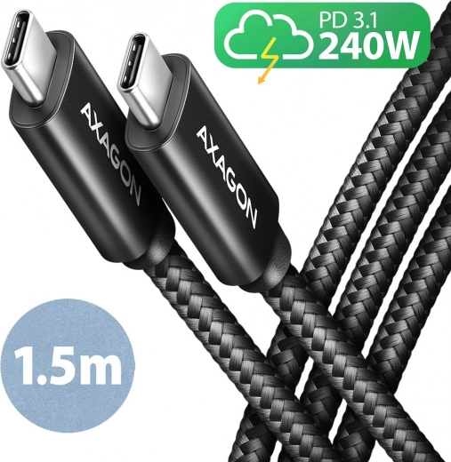 USB‑C kaabel 1,5 m 240W PD punutisega – AXAGON
