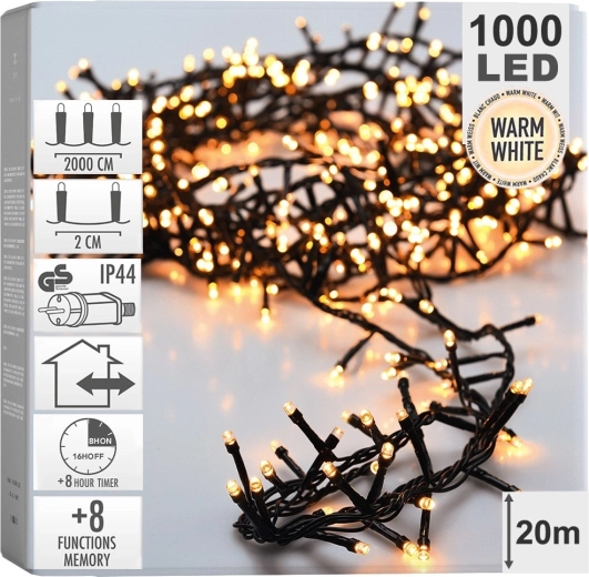 Jõulukett 1000 LED-i, 20 m – soe valge