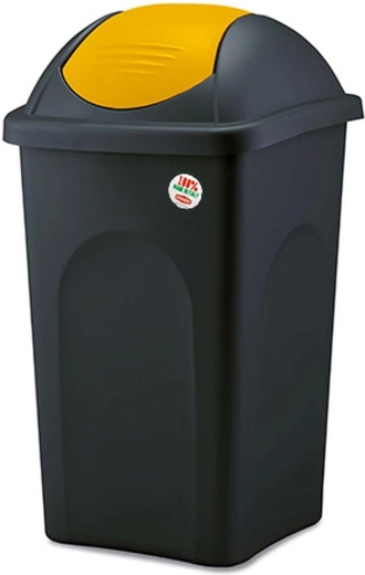 Klappkaanega prügikast MULTIPAT 60 l, must-kollane, plast