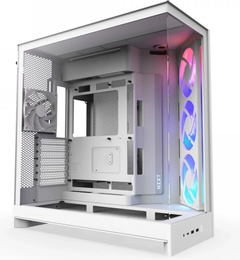 NZXT H9 Flow RGB Midi Tower case with window, white