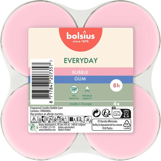 Maxi teeküünlad Bubble Gum, 4 tk komplekt