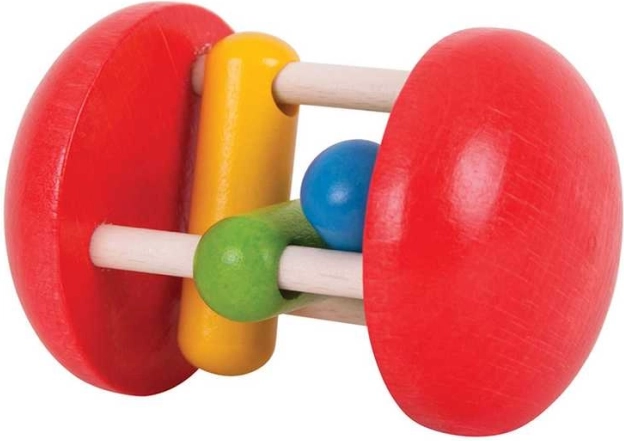 Bigjigs Baby puidust kõristi vikerkaarevärviline silinder