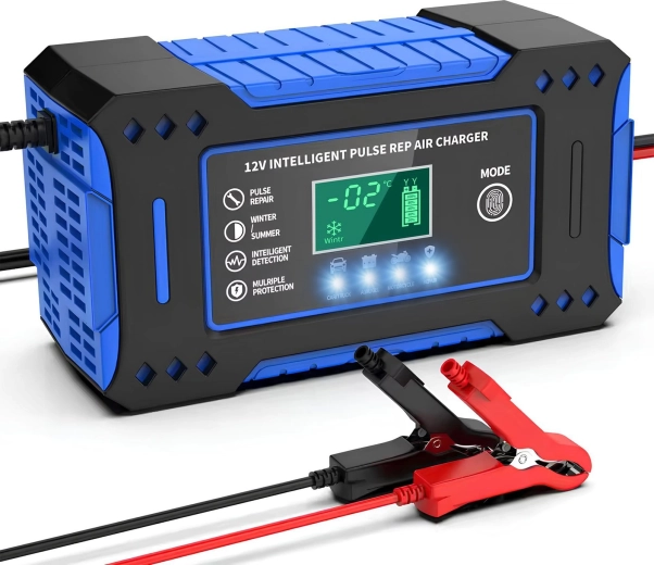 Mikroprotsessoriga automaatne autoakude laadija NIU126 Blue 12/24 V 6 A