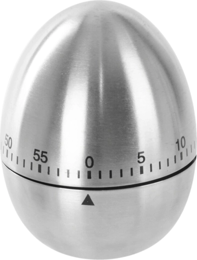Mechanical stainless-steel egg-shaped kitchen timer